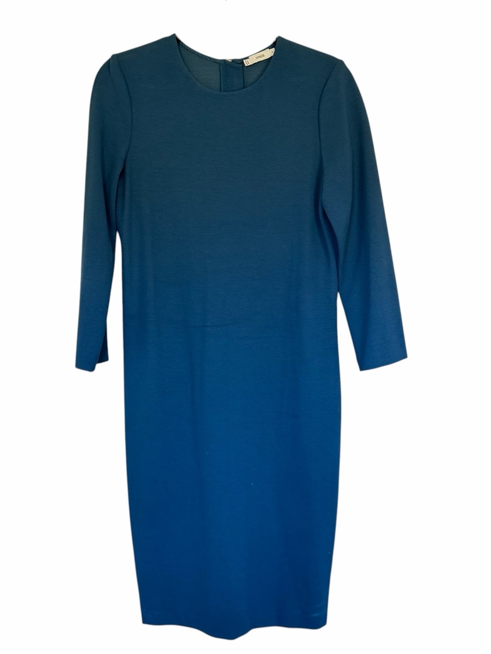 Vince Teal-Blue Stretch Crepe 3/4 Sleeve Sheath Dress Wedding Graduation Size M‎
